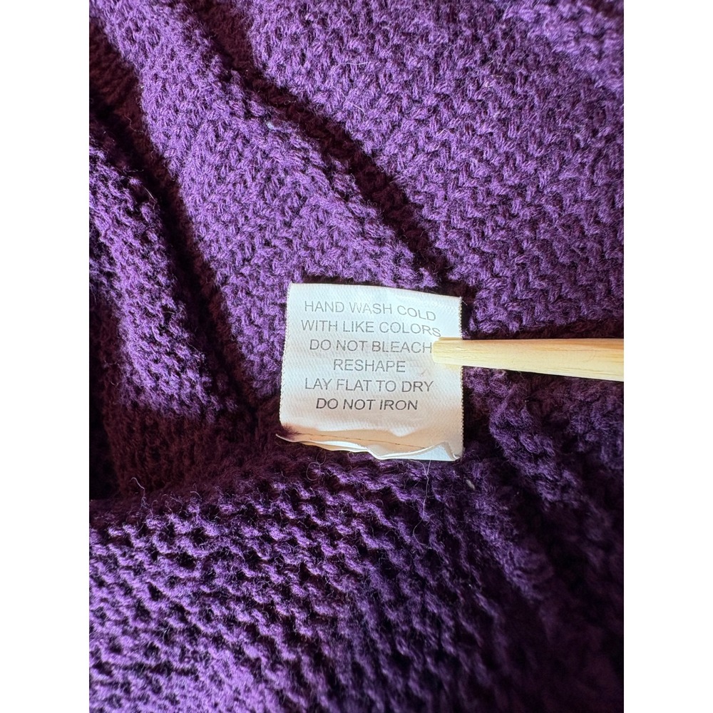 Notations Purple Open Front Cardigan Sweater Womens Medium A-Line Mixed Knit - Picture 5 of 6